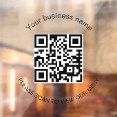 Autocollant Pour Fenêtre Menu qr code scan restaurant bar café (Feuille 2)