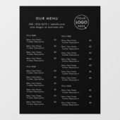Autocollant Pour Fenêtre Menu Restaurant | Black Logo Cafe Menu (Feuille)