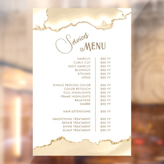 Autocollant Pour Fenêtre Menu Services Agate Délicate Pêche (Feuille 2)