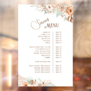 Autocollant Pour Fenêtre Menu Services Tropical Beige and Mint