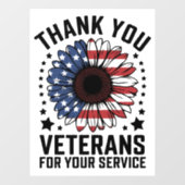 Autocollant Pour Fenêtre Merci Anciens combattants Tournesol Jour des ancie (Feuille)