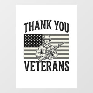 Autocollant Pour Fenêtre Merci aux vétérans Vintage Flag Soldat Chemise Des