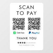 Autocollant Pour Fenêtre Merci CashApp Paypal numérisation pour payer QR Co (Feuille)