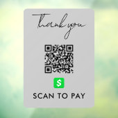 Autocollant Pour Fenêtre Merci CashApp QR Code numérisation pour payer gris (Feuille 3)