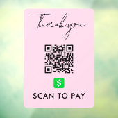 Autocollant Pour Fenêtre Merci CashApp QR Code numérisation pour payer rose (Feuille 3)