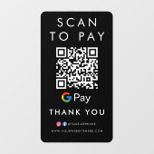 Autocollant Pour Fenêtre Merci Google Modern Scan pour payer QR Code noir (Feuille)
