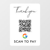 Autocollant Pour Fenêtre Merci Google Pay QR Code Scan pour payer blanc (Feuille)