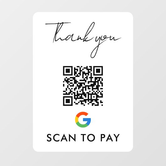 Autocollant Pour Fenêtre Merci Google Pay QR Code Scan pour payer blanc (Feuille)