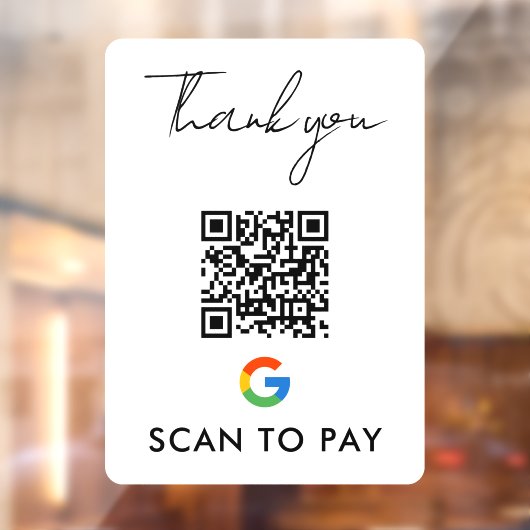 Autocollant Pour Fenêtre Merci Google Pay QR Code Scan pour payer blanc (Feuille 2)