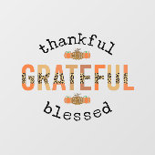Autocollant Pour Fenêtre Merci Grateful Blessé mignon automne Thanksgiving (Feuille)