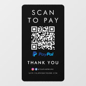 Autocollant Pour Fenêtre Merci Paypal Modern Scan pour payer QR Code noir (Feuille)
