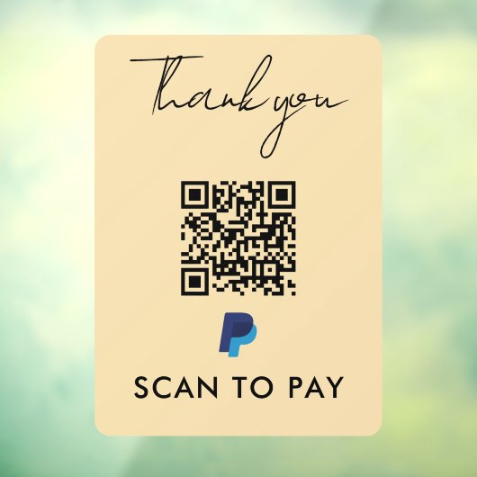 Autocollant Pour Fenêtre Merci Paypal QR Code Scan pour payer moderne Super (Feuille 3)
