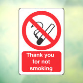 Autocollant Pour Fenêtre Merci Pour Ne Pas Fumer (Feuille 3)