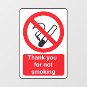 Autocollant Pour Fenêtre Merci Pour Ne Pas Fumer (Feuille)