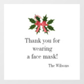 Autocollant Pour Fenêtre Merci pour port de masque facial (Feuille)