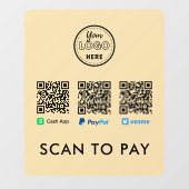 Autocollant Pour Fenêtre Merci Venmo Paypal CashApp numérisation pour payer (Feuille)