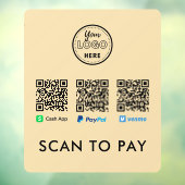 Autocollant Pour Fenêtre Merci Venmo Paypal CashApp numérisation pour payer (Feuille 3)
