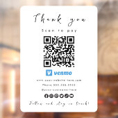 Autocollant Pour Fenêtre Merci Venmo QR Code Scan pour payer blanc (Feuille 2)