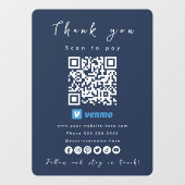Autocollant Pour Fenêtre Merci Venmo QR Code Scan pour payer Marine Blue (Feuille)