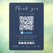 Autocollant Pour Fenêtre Merci Venmo QR Code Scan pour payer Marine Blue (Feuille 3)