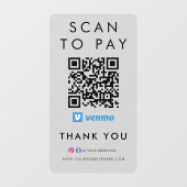 Autocollant Pour Fenêtre Merci Venmo Scan pour payer QR Code moderne gris (Feuille)