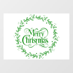 AUTOCOLLANT POUR FENÊTRE MERRY CHRISTMAS GREEN WREATH