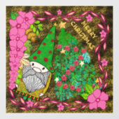 AUTOCOLLANT POUR FENÊTRE MERRY CHRISTMAS PERSONNALISÉ AVEC GNOME XMAS TREE (Feuille)