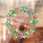 Autocollant Pour Fenêtre Merry Christmas Winter Foliing Wreath (Feuille 2)