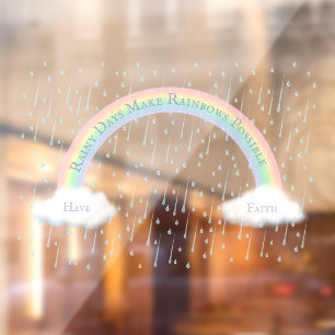 Autocollant Pour Fenêtre Message personnalisé Arc-en-ciel et Nuages Blancs 