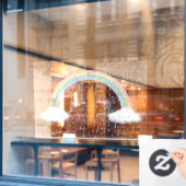 Autocollant Pour Fenêtre Message personnalisé Arc-en-ciel et Nuages Blancs  (Fenêtre de café)