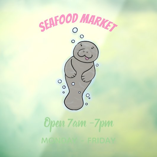 Autocollant Pour Fenêtre Mignonne manatée bébé avec bulles illustration (Feuille 3)