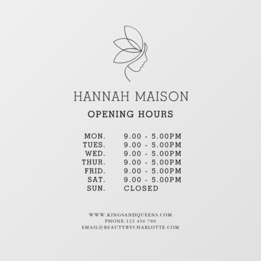 Autocollant Pour Fenêtre Minimal, Beauté, Logo, Marque Nom d'entreprise (Feuille)