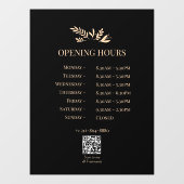 Autocollant Pour Fenêtre Minimal Botanical Logo Opening Hours QR Code (Feuille)