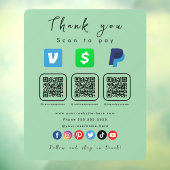 Autocollant Pour Fenêtre Mint Green Multi QR Code Paypal Venmo Cash App (Feuille 3)