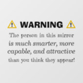 Autocollant Pour Fenêtre Miroir d'avertissement motivationnel - Affirmation (Feuille)