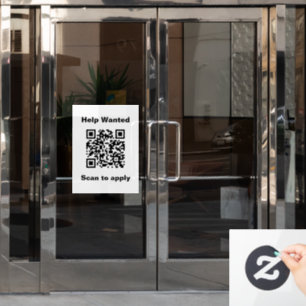 Autocollant Pour Fenêtre Modèle blanc de code QR pour postuler avec texte d