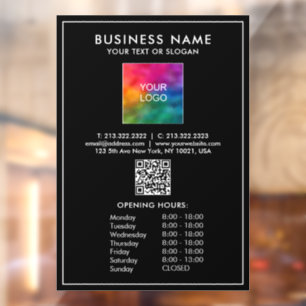 Autocollant Pour Fenêtre Modèle de code QR de logo d'horaires d'ouverture d