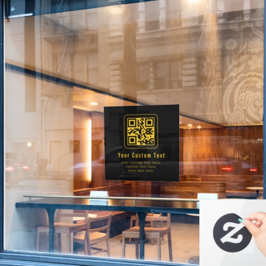 Autocollant Pour Fenêtre Modèle de code QR et de texte modifiable | Noir et (Fenêtre de café)