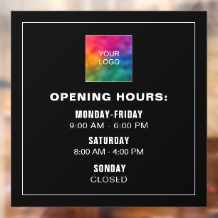 Autocollant Pour Fenêtre Modèle de Heures d'Ouverture de Logo d'Entreprise 