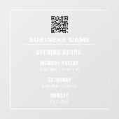 Autocollant Pour Fenêtre Modèle de Heures d'Ouverture d'Entreprise Simple P (Feuille)