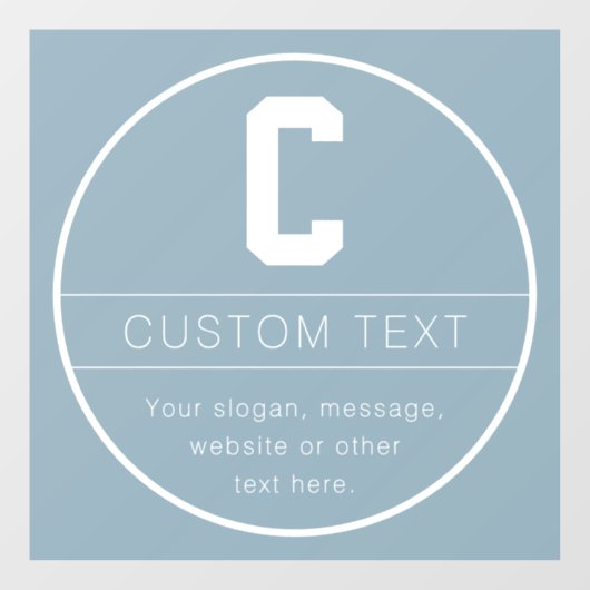 Autocollant Pour Fenêtre Modèle de nom unique et monogramme | Bleu poussiér (Feuille)