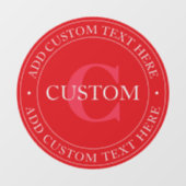 Autocollant Pour Fenêtre Modèle de texte circulaire élégant modifiable roug (Feuille)