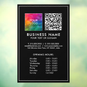 Autocollant Pour Fenêtre Modèle d'heures d'ouverture Logo QR Code de l'entr (Feuille 3)