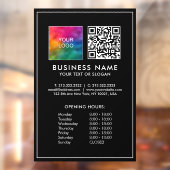 Autocollant Pour Fenêtre Modèle d'heures d'ouverture Logo QR Code de l'entr (Feuille 2)