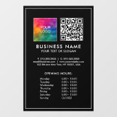 Autocollant Pour Fenêtre Modèle d'heures d'ouverture Logo QR Code de l'entr (Feuille)