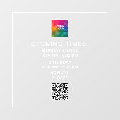 Autocollant Pour Fenêtre Modèle d'heures d'ouverture personnalisées Code QR (Feuille)