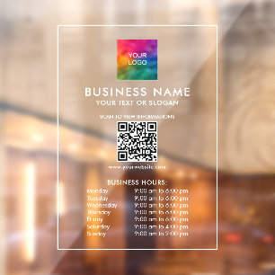 Autocollant Pour Fenêtre Modèle Heures d'ouverture de l'entreprise Logo Cod