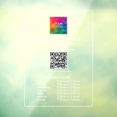 Autocollant Pour Fenêtre Modèle Heures d'ouverture Logo de l'entreprise Cod (Feuille 3)