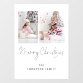 Autocollant Pour Fenêtre Modern 2 Nom photo Script Joyeux Noël (Feuille)