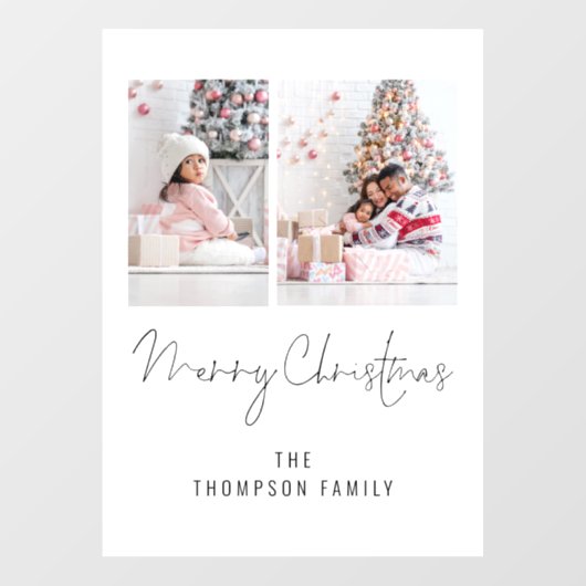 Autocollant Pour Fenêtre Modern 2 Nom photo Script Joyeux Noël (Feuille)